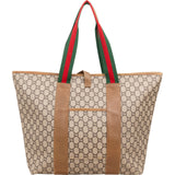 Gucci Monogram GG Supreme Canvas Vintage Large Web Shopper Shoulder Bag