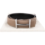 Hermès Bicolor Taupe Togo Leather Reversible H Belt (90)