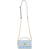 Coach Monogram Signature Quilted Cotton Chambray Turnlock 20 Crossbody Handbag