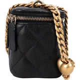 Chanel Quilted Caviar Mini Heart Chain Vanity Case Crossbody Bag