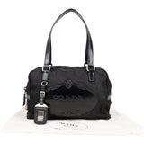 Prada Tessuto Patent Leather Emblem Satchel Handbag