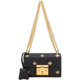 Gucci Grained Leather Padlock Bee Star Print Small Crossbody Bag