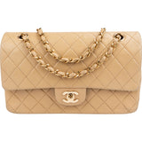 Chanel Quilted Lambskin Medium 24K Gold Double Flap Shoulder Bag