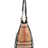 Burberry Black Leather House Check Canterbury Tote Shoulder Bag