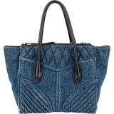 Miu Miu Quilted Denim Biker Tote Handbag