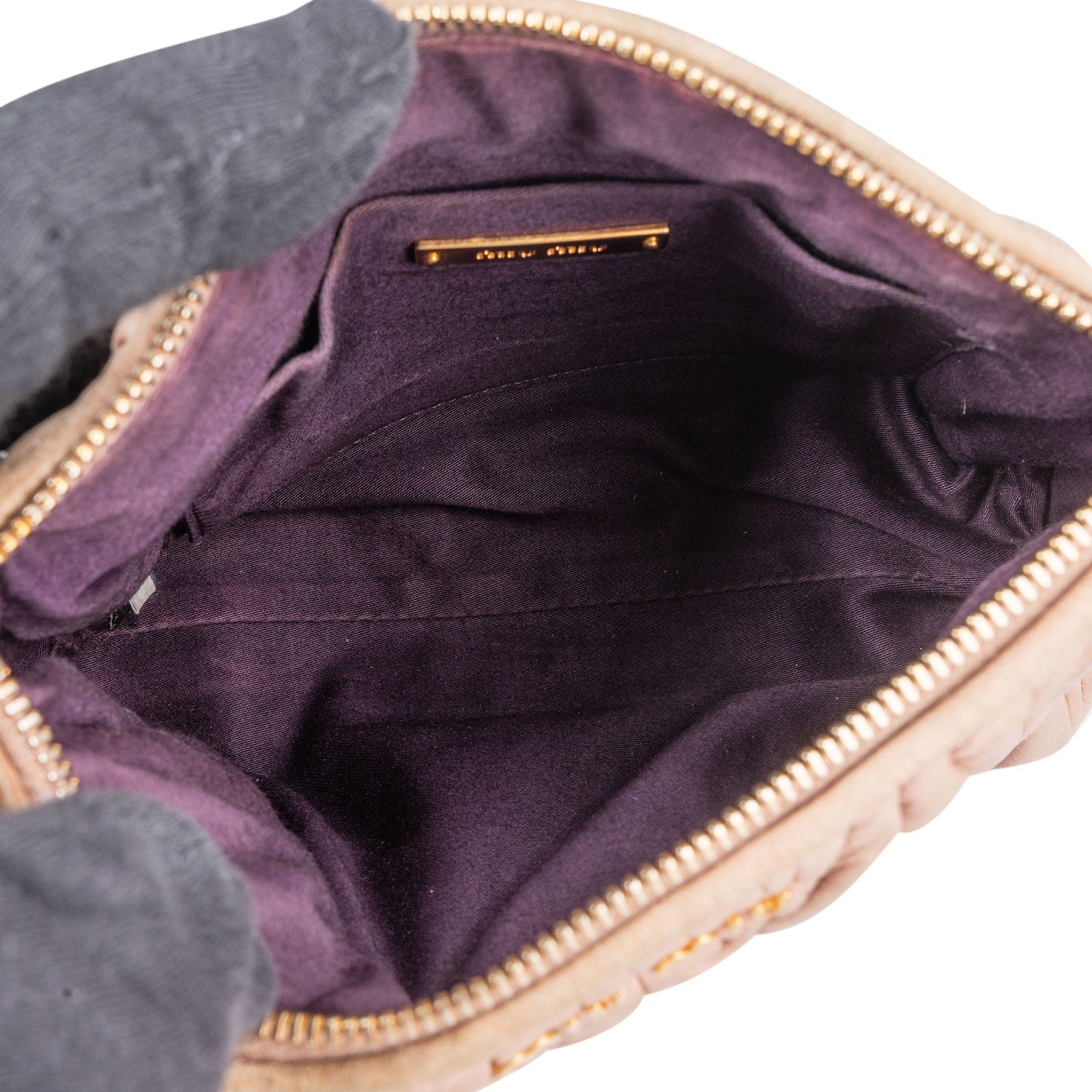 Miu Miu Matelassé Nappa Leather Padlock Shoulder Bag - vintageandkickz