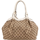 Gucci Monogram GG Canvas Guccissima Leather Sukey Medium Tote Handbag