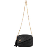 Chanel Quilted Lambskin Tassel Camera 24K Gold Crossbody Bag