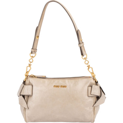 Miu Miu Vitello Lux Bow Pochette Shoulder Bag