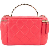 Chanel Quilted Lambskin Crystal Emblem CC Vanity Case Crossbody Bag