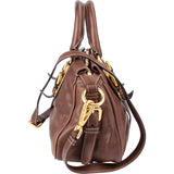 Prada Brown Vitello Daino Bauletto Handbag