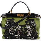 Fendi Limited Floral Embroidered Denim Peekaboo Handbag
