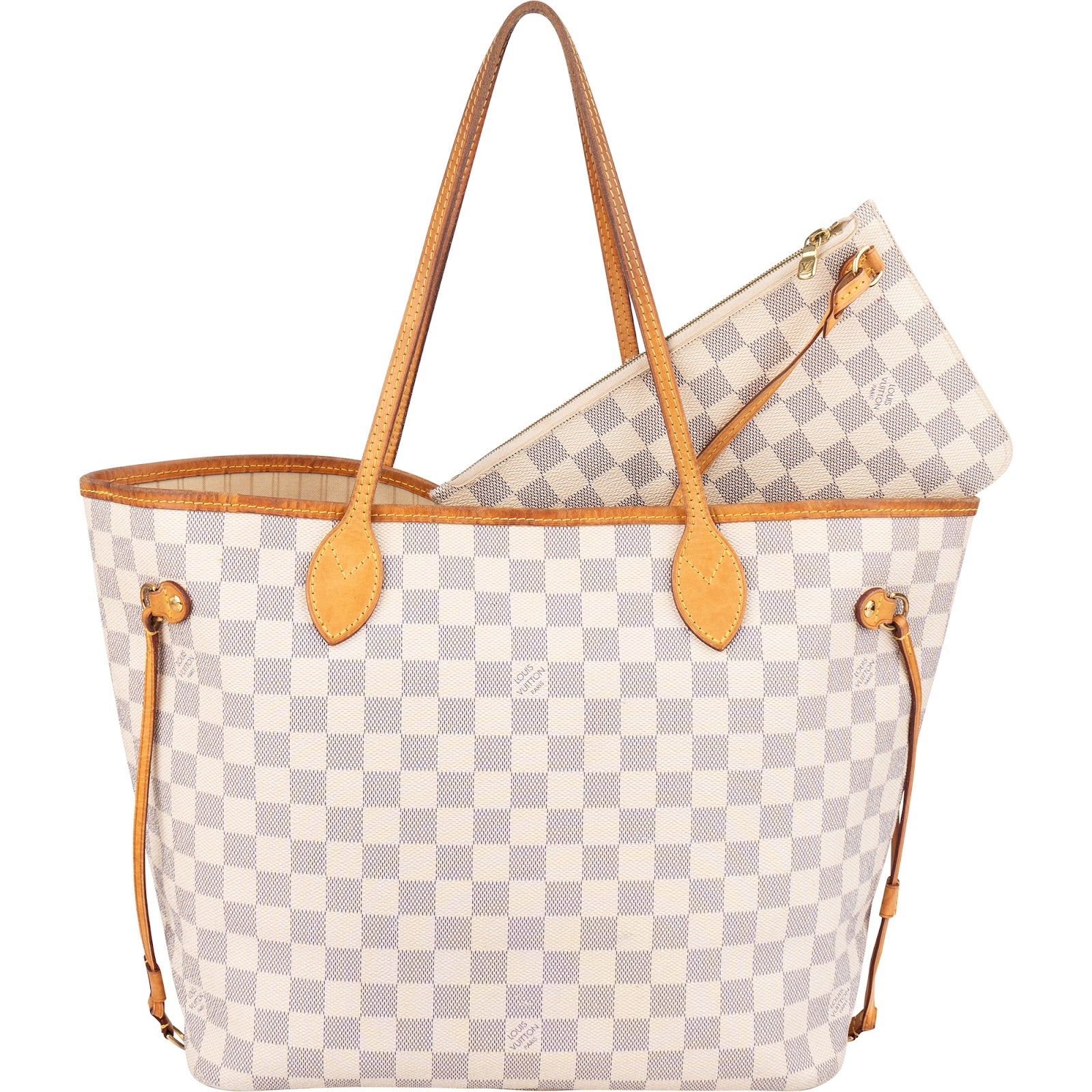 [🔄️B06 / F56] Louis Vuitton Monogram Damier Azur Canvas Neverfull MM Shoulder Bag - vintageandkickz