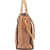 Prada Brown Tones Madras Woven Leather Tote Made In India Handbag