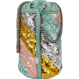 Gucci Multicolor Striped Sequin Marmont GG Small Bucket Crossbody Bag
