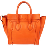 Céline Orange Grained Leather Luggage Handbag