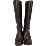 Chanel Dark Brown Leather CC Lock Emblem Riding Boots (37,5)