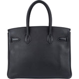 Hermès Blue Indigo Clemence Leather Palladium Birkin 30 Handbag