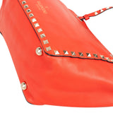 Valentino Garavani Red Leather Rockstud Shopper Handbag