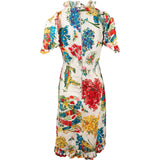 Gucci Multicolor Wool Floral Print Cold Shoulder Midi Dress (IT42)
