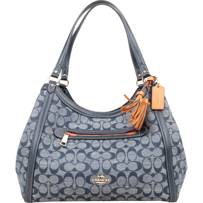 Coach Monogram Signature Chambray Legacy Denim Shoulder Bag