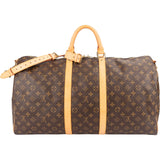 Louis Vuitton Monogram Canvas Keepall 55 Bandoulière Travel Bag