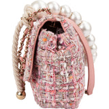 Chanel Tweed Pearl Handle Single Flap Crossbody Bag