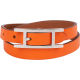 Hermès Orange Leather Behapi Belt Double Tour Bracelet