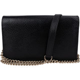 Gucci Grained Leather Interlocking GG Wallet On Chain Crossbody Bag