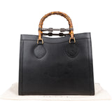 Gucci Black Leather Bamboo Handle Handbag