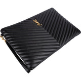 Saint Laurent Quilted Leather Large Monogram Clutch