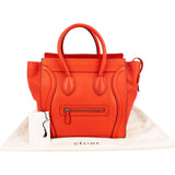 Céline Orange Drummed Calfskin Leather Luggage Handbag