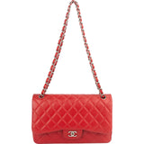 Chanel Quilted Caviar Leather Jumbo Double Flap Crossbody Bag