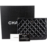 Chanel Quilted Patent Leather CC Clutch