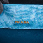 Prada Blue Saffiano Leather Double Handbag - vintageandkickz