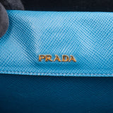 Prada Blue Saffiano Leather Double Handbag - vintageandkickz