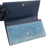Gucci Matelassé Denim Pearl GG Marmont Wallet