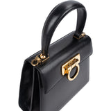 Salvatore Ferragamo Black Leather Gancini Top Handle Handbag