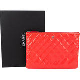 Chanel Quilted Patent Leather CC Clutch