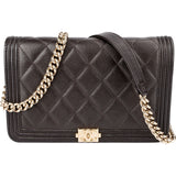 Chanel Quilted Caviar Leather Boy Wallet On Chain Crossbody Bag