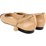 Chanel Bicolor Crinkled Leather Cap-Toe Chain Ballerina Flats (36)