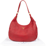 Prada Red Vitello Daino Leather Hobo Shoulder Bag