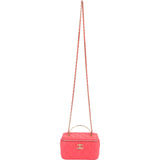 Chanel Quilted Lambskin Crystal Emblem CC Vanity Case Crossbody Bag