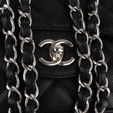 Chanel Quilted Caviar Leather Palladium Jumbo Singe Flap Crossbody Bag