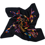 Hermès Noir Les Rubans du Cheval Silk Carre 90 Scarf Tuch