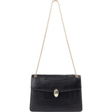 Bvlgari Black Leather Serpenti Forever Flap Shoulder Bag