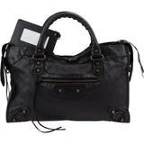 Balenciaga Black Arena Leather City Handbag