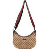 Gucci Monogram GG Canvas Web Strap Half Moon Crossbody Bag