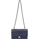 Chanel Quilted Caviar Leather Medium Gold Double Flap Shoulder Bag