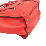 Céline Red Drummed Calfskin Luggage Handbag